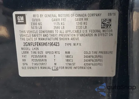 2017 Chevrolet Equinox Lt z USA, uszkodzony, nr VIN 2GNFLFEK6H6196423